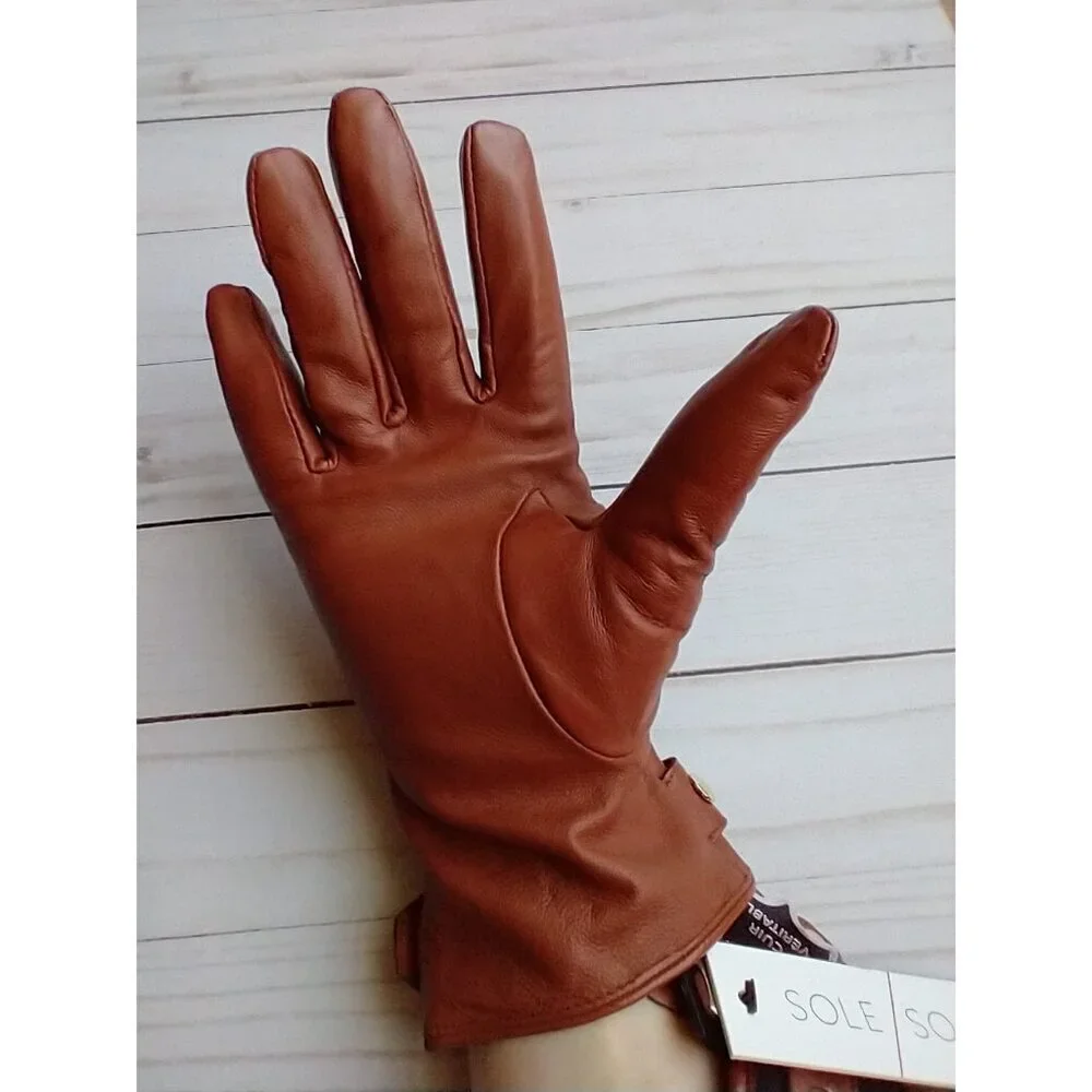 Sole Society Leather Gloves with Studs NWT